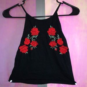 Rose Chested Black Crop Top